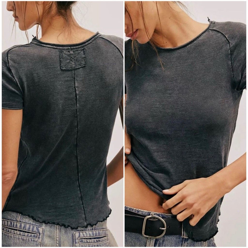 Free People We The Free Be My Baby Tee Short Sleeve Black Womens M New